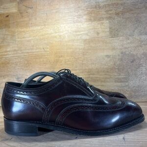 Florsheim Lexington Leather Shoes Mens 10 Burgundy Wingtip Oxford